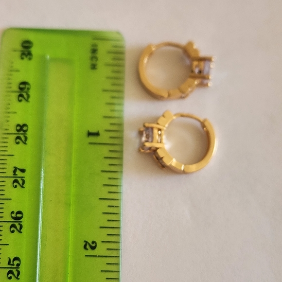 New 18K Gold Plated Diamond Huggie Hoop Earrings for Women - Picture 9 of 9